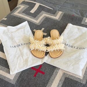 J. McLaughlin Cream Beaded Slide Sandals